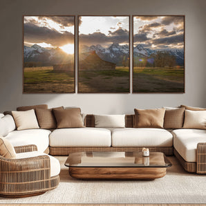 52555760-MGV-CV-36X24-Snowy Peaks Wall Art Canvas Print, Framed Nature Escape Art Picture Print, Rustic Charm Perfect Rustic Western Decor Artwork