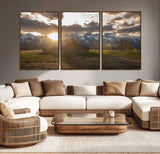 52555760-MGV-CV-36X24-Snowy Peaks Wall Art Canvas Print, Framed Nature Escape Art Picture Print, Rustic Charm Perfect Rustic Western Decor Artwork