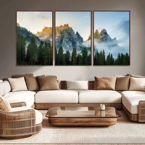 21145440-MGV-CV-36X24-Wilderness Wall Art Wall Art Canvas Print, Framed Nature Landscape Decor Art Picture Print, Misty Forest Photography Perfect