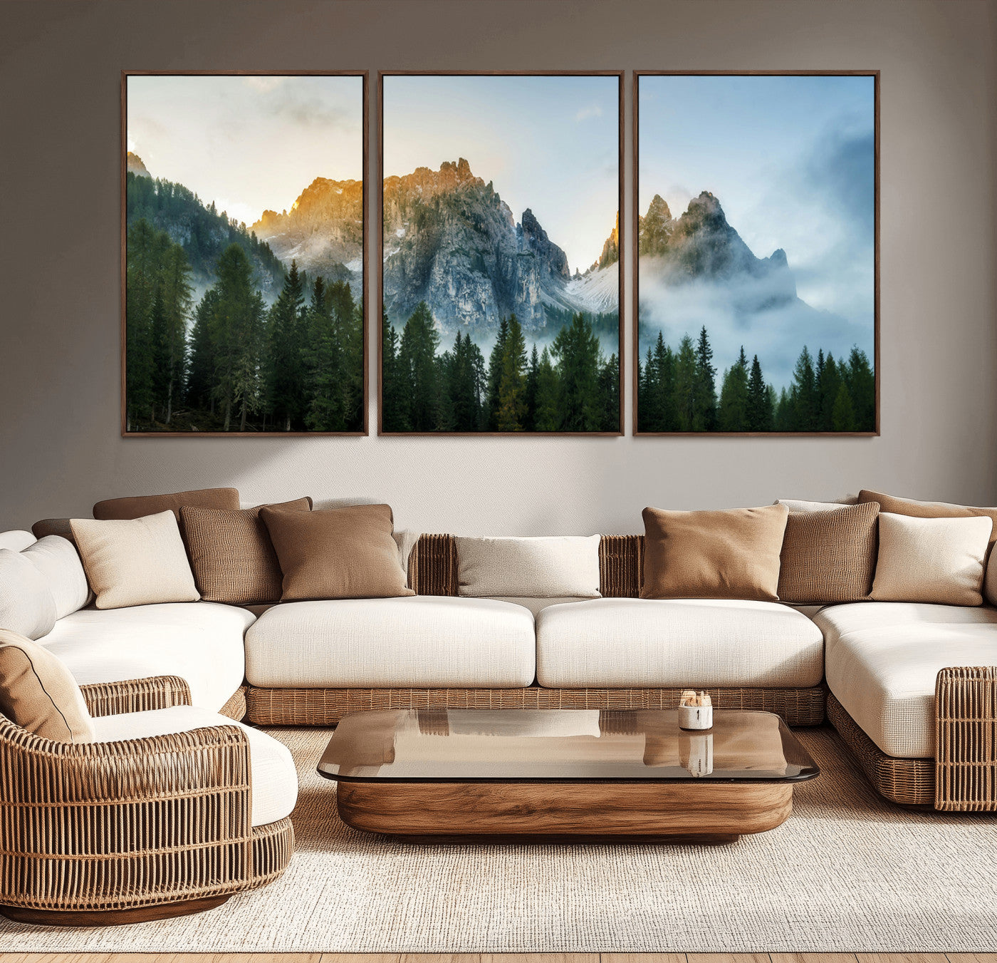 21145440-MGV-CV-36X24-Wilderness Wall Art Wall Art Canvas Print, Framed Nature Landscape Decor Art Picture Print, Misty Forest Photography Perfect