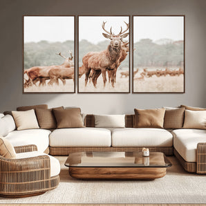 17659786-MGV-CV-36X24-Rustic Nature Art Wall Art Canvas Print, Framed Stag Canvas Print Art Picture Print, Woodland Decor Perfect Rustic Lodge Decor