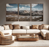 44565953-MGV-CV-36X24-Mountain Landscape Wall Art Canvas Print, Framed Snowy Peaks Art Picture Print, Rugged Highlands Perfect Rustic Adventure Decor