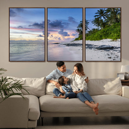 75045485-MGV-CV-36X24-Tropical Beach Wall Art Canvas Print, Framed Sunset Glow Art Picture Print, Palm Tree Coast Perfect Tropical Coastal Decor Artwork