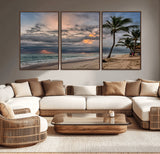 62574547-MGV-CV-36X24-Tropical Storm Wall Art Canvas Print, Framed Moody Beach Art Picture Print, Dramatic Sky Perfect Tropical Coastal Decor Artwork