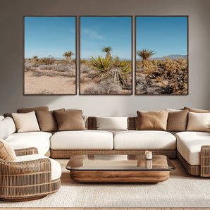 35156165-MGV-CV-36X24-Joshua Tree Wall Art Canvas Print, Framed Desert Landscape Art Picture Print, Warm Earth Tones Perfect Southwestern Minimalist