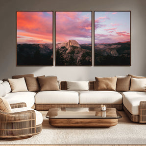 32786115-MGV-CV-36X24-Half Dome Wall Art Canvas Print, Framed Yosemite National Park Art Picture Print, Dramatic Sunset Perfect Adventurous Wilderness