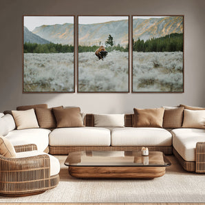 41674074-MGV-CV-36X24-Bison Wall Art – American Buffalo Wildlife Photography Canvas Print, Western Mountain Landscape Artwork Rustic Nature Decor for