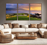 39644075-MGV-CV-36X24-Golf Course Wall Art – Coastal Sunset Canvas Print, Scenic Oceanfront Fairway Landscape Decor for Office, Man Cave, or Living Room