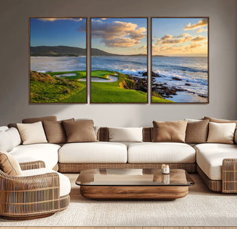 50107048-MGV-CV-36X24-Golf Course Wall Art – Coastal Ocean View Canvas Print, Scenic Fairway Landscape Decor for Office, Man Cave, Bedroom, or Living