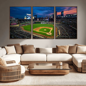 68222753-MGV-CV-36X24-Baseball Stadium Wall Art – Panoramic Night Game Canvas Print, Sports Decor for Man Cave, Office, Bar, or Living Room