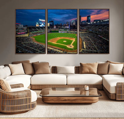 68222753-MGV-CV-36X24-Baseball Stadium Wall Art – Panoramic Night Game Canvas Print, Sports Decor for Man Cave, Office, Bar, or Living Room