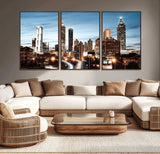 23859158-MGV-CV-36X24-Atlanta Skyline Wall Art – Modern Cityscape Canvas Print with Night Lights and Traffic Trails, Urban Decor for Office, Apartment,