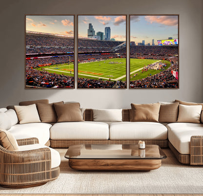 55377093-MGV-CV-36X24-Soldier Field Wall Art – Panoramic Chicago Bears Football Stadium Canvas Print, Game Day Sports Decor for Man Cave, Bar, Office,