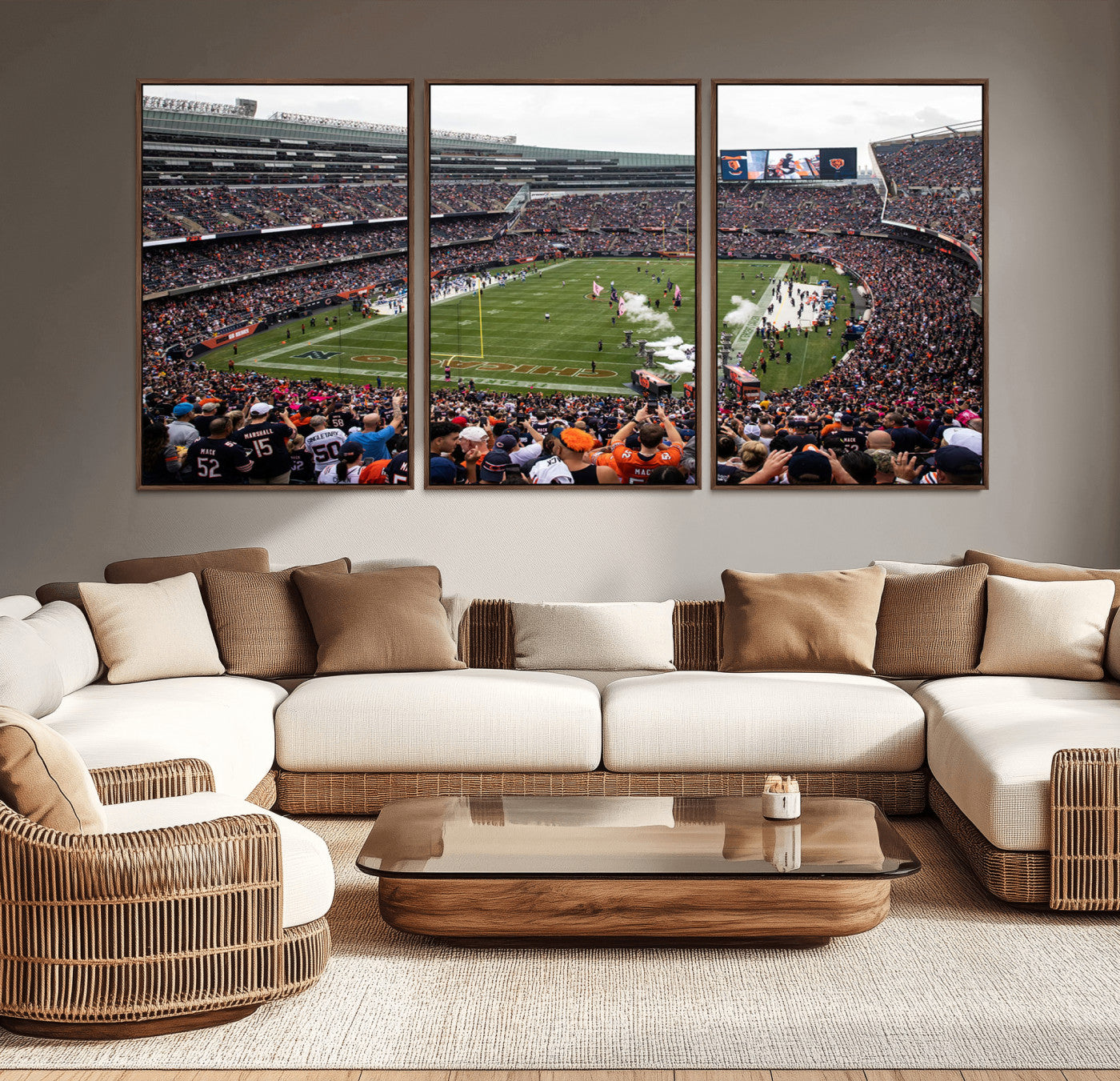 18347149-MGV-CV-36X24-Soldier Field Wall Art – Chicago Bears Football Stadium Canvas Print, Game Day Sports Decor for Man Cave, Bar, Office, or Living
