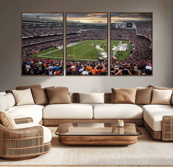 87578930-MGV-CV-36X24-Soldier Field Wall Art – Chicago Bears Football Stadium Sunset Canvas Print, Game Day Sports Decor for Man Cave, Bar, Office, or