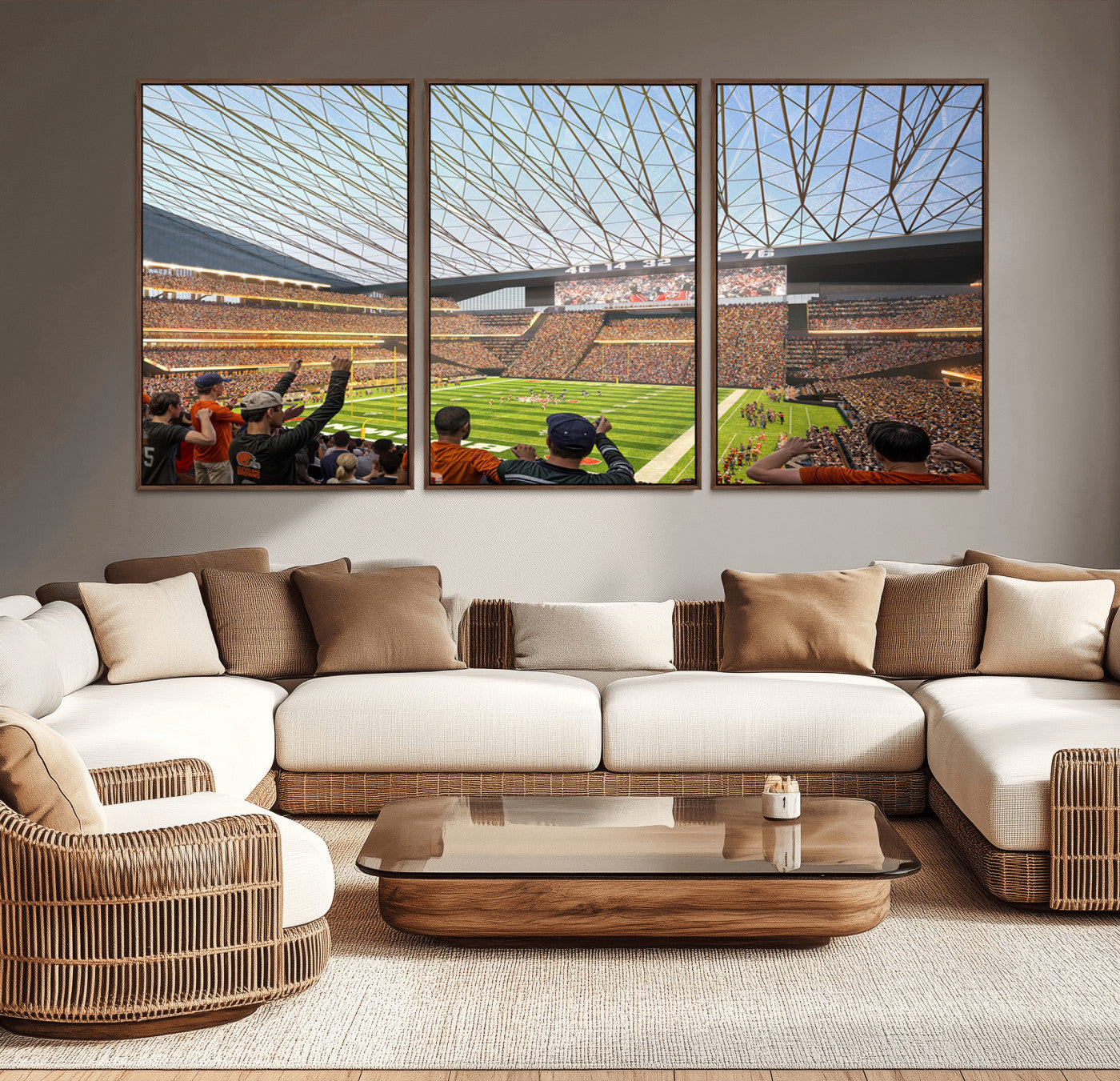 81960112-MGV-CV-36X24-Futuristic Football Stadium Wall Art – Modern Dome Arena Canvas Print, Chicago Bears Concept Design Sports Decor for Man Cave or