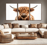 637908607-MGV-FC-93X47-3P_Black-Highland Cow Wall Art Print – Rustic Farmhouse Animal Portrait, Scottish Highland Cattle Canvas, Modern Country Wall Decor for