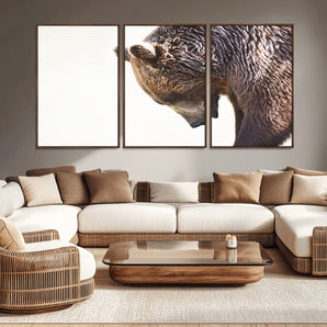 14405507-MGV-CV-36X24-Bear Wall Art – Wildlife Canvas Print with Rustic Animal Portrait and Minimalist Background, Nature Inspired Photography for