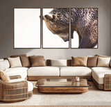 14405507-MGV-CV-36X24-Bear Wall Art – Wildlife Canvas Print with Rustic Animal Portrait and Minimalist Background, Nature Inspired Photography for