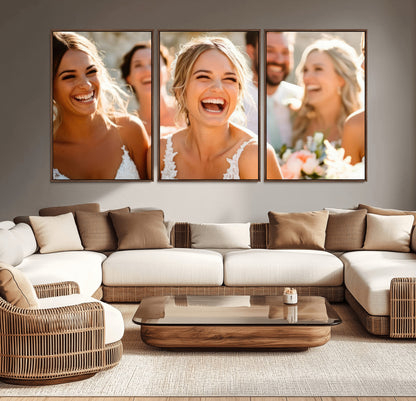 CSTM912-MGV-CV-36X24-Framed Wedding Canvas Print - Custom Wall Art Keepsake for Couples, Elegant Home Decoration Gift, Create Your Own Photo Canvas