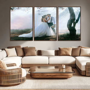 CSTM913-MGV-CV-36X24-Framed Wedding Canvas Print - Custom Wall Art Keepsake for Couples, Elegant Home Decoration Gift, Create Your Own Photo Canvas