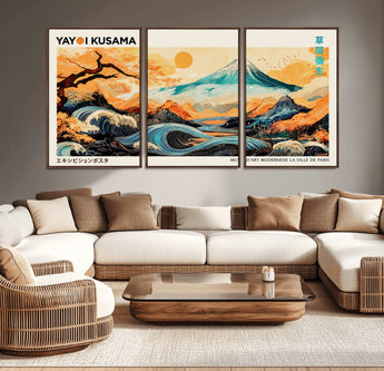 94085549-MGV-CV-36X24-Japanese Wave and Mountain Wall Art – Panoramic Abstract Landscape Canvas Print, Asian Inspired Nature Decor for Living Room,