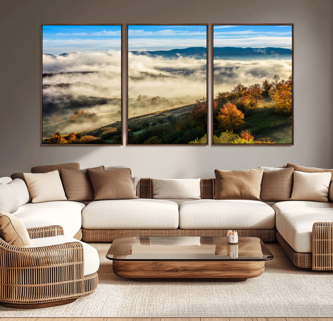 21551192-MGV-CV-36X24-Landscape Wall Art – Autumn Mountain View Canvas Print, Scenic Nature Photography Decor for Bedroom, Living Room, Office, Cabin or