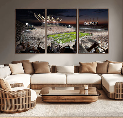 11221988-MGV-CV-36X24-Football Stadium Wall Art – Game Day Crowd with Fireworks, Sports Fan Photography Print, Stadium Decor for Man Cave, Bar, or