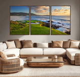 67486665-MGV-CV-36X24-Golf Course Wall Art – Pebble Beach Oceanfront Canvas Print, Coastal Fairway Photography Sports Decor for Living Room, Office, Man