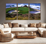 22776914-MGV-CV-36X24-Golf Course Wall Art – Oceanfront Green Canvas Print, Coastal Pebble Beach Photography Sports Decor for Living Room, Office, Man