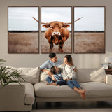 16316734-MGV-CV-36X24-Texas Longhorn Wall Art – Rustic Bull Portrait Canvas Print, Western Farmhouse Animal Photography Decor for Living Room, Office,
