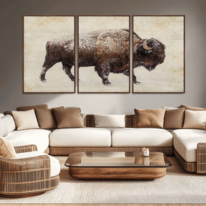 54810031-MGV-CV-36X24-Western Wall Art – Snow Covered Bison Canvas Print, Rustic Wildlife Photography Decor for Bedroom, Living Room, Office, Lodge,