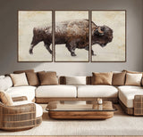 54810031-MGV-CV-36X24-Western Wall Art – Snow Covered Bison Canvas Print, Rustic Wildlife Photography Decor for Bedroom, Living Room, Office, Lodge,