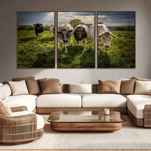 67277447-MGV-CV-36X24-Farmhouse Wall Art – Herd of Cows Canvas Print, Rustic Country Pasture Photography Decor for Bedroom, Living Room, Office, Ranch,