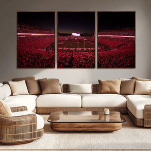 38331045-MGV-CV-36X24-Sanford Stadium Wall Art – Georgia Bulldogs Football Red Night Game Canvas Print, Electric College Sports Decor for Man Cave or