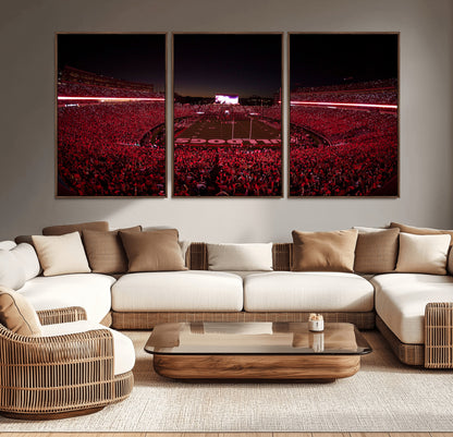 38331045-MGV-CV-36X24-Sanford Stadium Wall Art – Georgia Bulldogs Football Red Night Game Canvas Print, Electric College Sports Decor for Man Cave or
