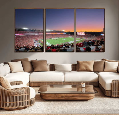 25139565-MGV-CV-36X24-Sanford Stadium Wall Art – Georgia Bulldogs Football Sunset Panorama Canvas Print, College Game Day Decor for Man Cave, Bar, or