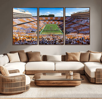 64238859-MGV-CV-36X24-Neyland Stadium Wall Art – Tennessee Volunteers Checkerboard Game Day Canvas Print, College Football Panorama Decor for Man Cave