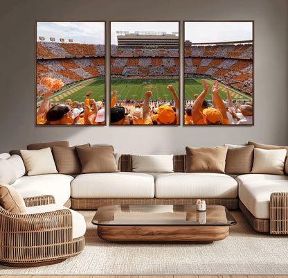 76011417-MGV-CV-36X24-Tennessee Volunteers Wall Art – Neyland Stadium Checkerboard Crowd Canvas Print, Vols Football Game Day Fan Perspective Sports