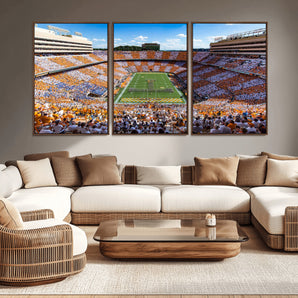 77097951-MGV-CV-36X24-Neyland Stadium Wall Art – Panoramic Tennessee Volunteers Checkerboard Crowd Canvas Print, Football Game Day Decor for Office, Man