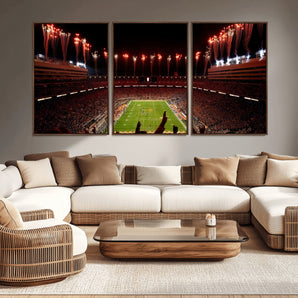 73358115-MGV-CV-36X24-Neyland Stadium Wall Art – Panoramic Tennessee Volunteers Night Game Canvas Print, Fireworks Football Celebration Sports Decor for