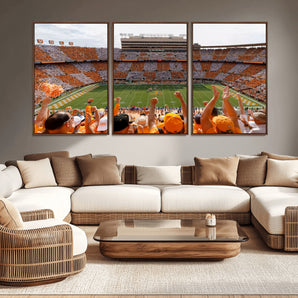 76011417-MGV-CV-36X24-Neyland Stadium Wall Art – Panoramic Tennessee Volunteers Checkerboard Crowd Canvas Print, Day Game Football Celebration Sports