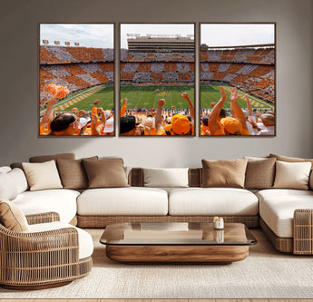 76011417-MGV-CV-36X24-Neyland Stadium Wall Art – Panoramic Tennessee Volunteers Checkerboard Crowd Canvas Print, Day Game Football Celebration Sports