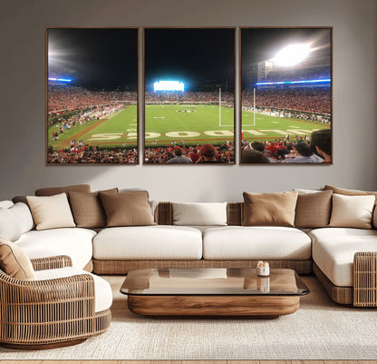 16230786-MGV-CV-36X24-Georgia Bulldogs Stadium Wall Art – Night Game Football Field Canvas Print, Panoramic Sports Decor for Home, Office, Fan Cave