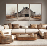 90499-MGV-CV-36X24-Old Barn Wall Art Canvas Print, Framed Rustic Barn Art Picture Print, Abandoned Farm Perfect Rustic Farmhouse Decor Artwork