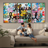 36856-MGV-FC-60X30-3P_Walnut-Life Is Beautiful Wall Art – Colorful Graffiti Canvas Print, Modern Street Style Artwork, Inspirational Decor for Living Room,