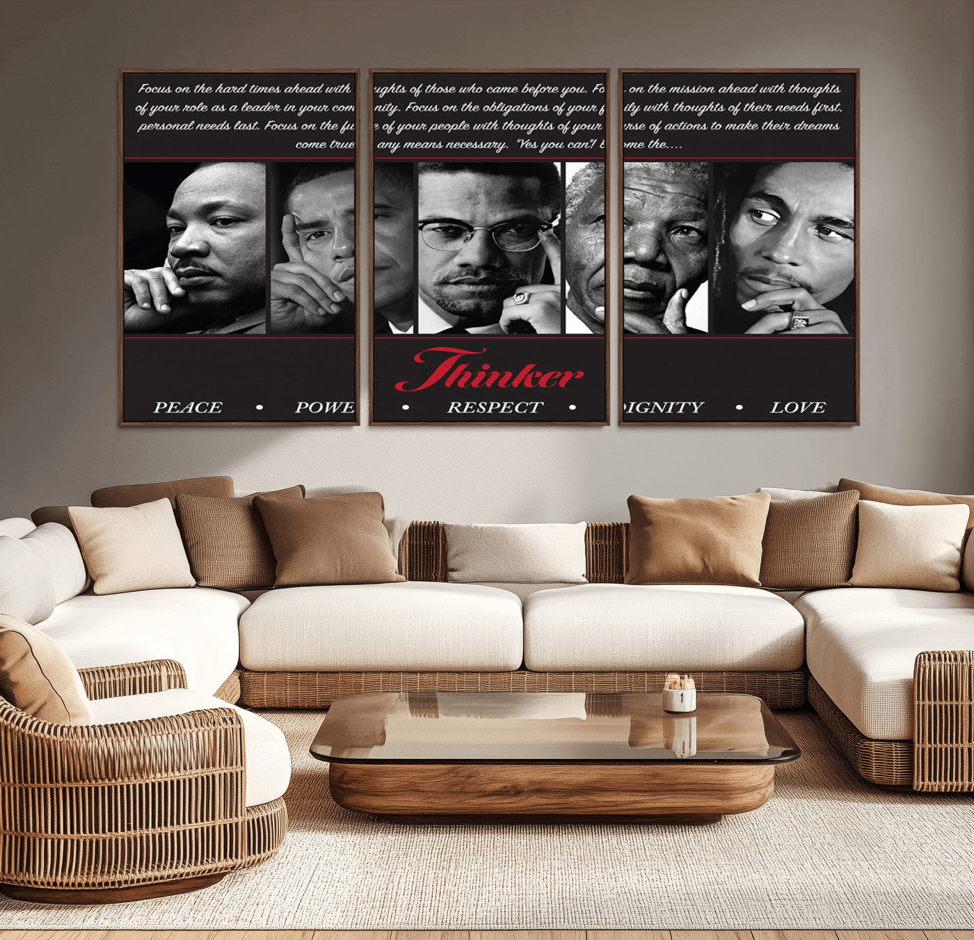 45112-MGV-CV-36X24-Black Icons Wall Art Canvas Print, Framed Thinker Art Picture Print, Motivational Quote Perfect Cultural Modern Decor Artwork