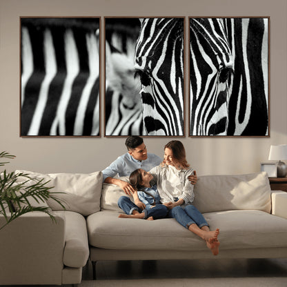 43631-MGV-CV-36X24-Zebra Wall Art – Black & White Safari Wildlife Canvas Print, Modern Animal Photography Decor for Living Room, Office, or Bedroom
