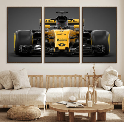 62882-MGV-FC-60X30-3P_Walnut-Renault F1 Racing Car Print - High-Performance Formula 1 Motorsport Wall Art, Perfect Gift for Racing Fans and Car Enthusiasts