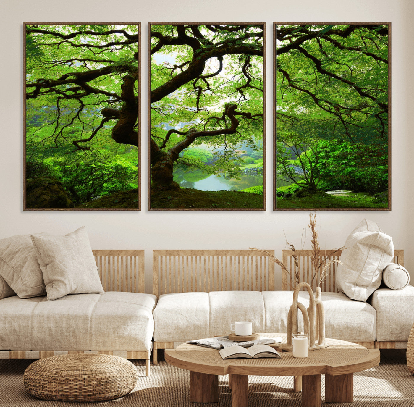 18094-MGV-CV-36X24-Emerald Canopy Wall Art – Panoramic Lush Green Tree Canvas Print, Serene Nature Decor for Office, Living Room or Meditation Space